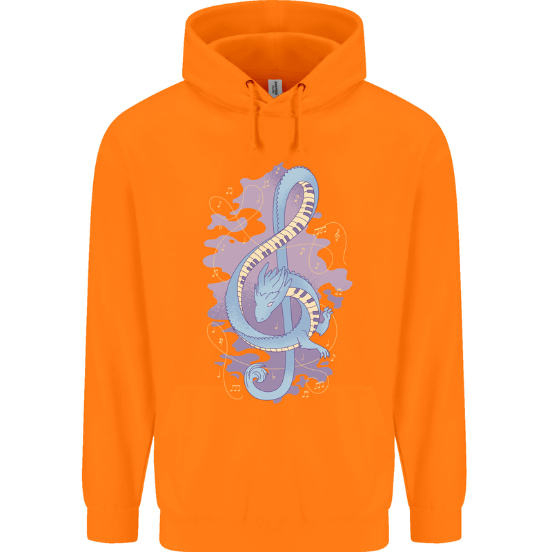 Musical Keyboard Dragon Childrens Kids Hoodie Orange