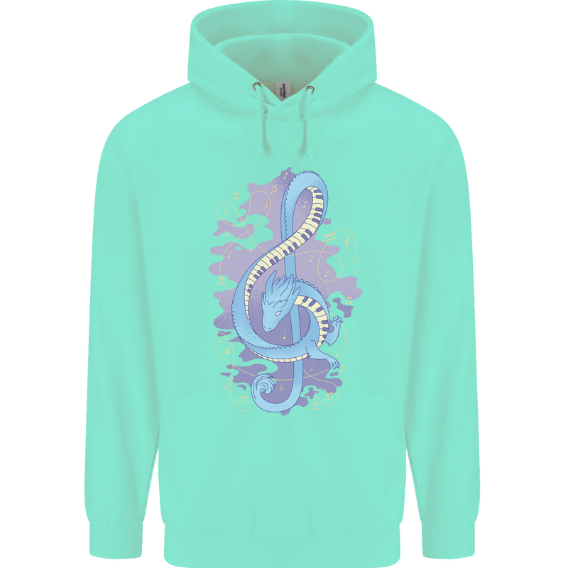 Musical Keyboard Dragon Childrens Kids Hoodie Peppermint