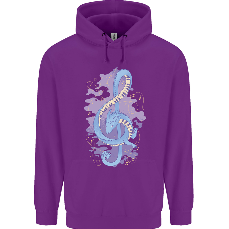 Musical Keyboard Dragon Childrens Kids Hoodie Purple