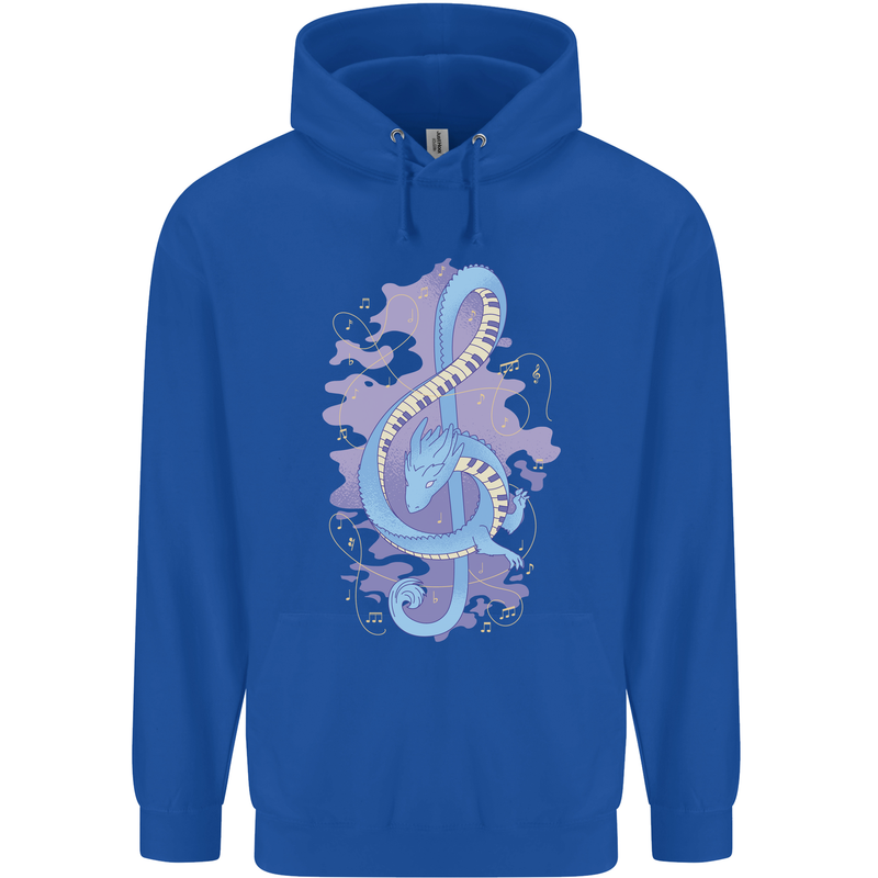 Musical Keyboard Dragon Childrens Kids Hoodie Royal Blue