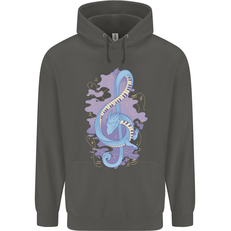 Musical Keyboard Dragon Childrens Kids Hoodie Storm Grey