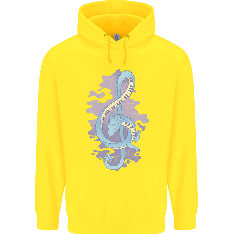 Musical Keyboard Dragon Childrens Kids Hoodie Yellow