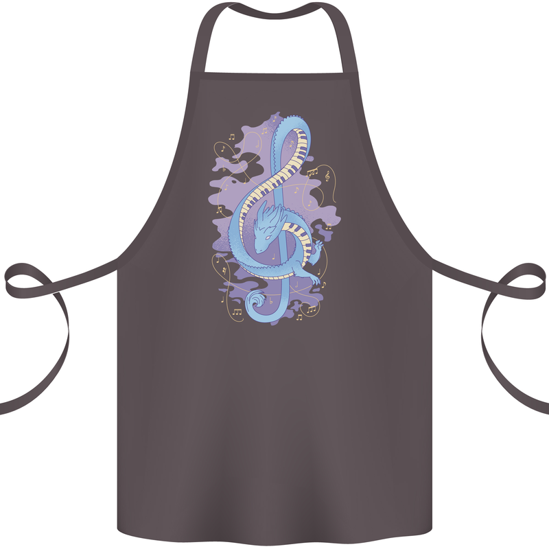 Musical Keyboard Dragon Cotton Apron 100% Organic Dark Grey