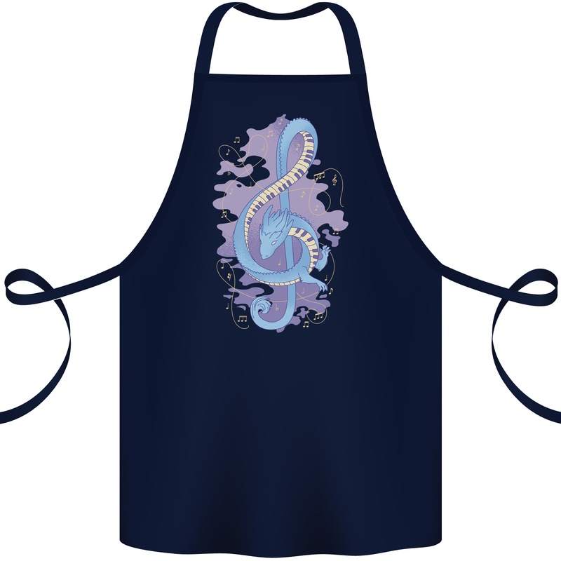 Musical Keyboard Dragon Cotton Apron 100% Organic Navy Blue