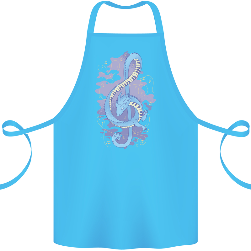 Musical Keyboard Dragon Cotton Apron 100% Organic Turquoise