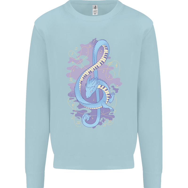 Musical Keyboard Dragon Kids Sweatshirt Jumper Light Blue