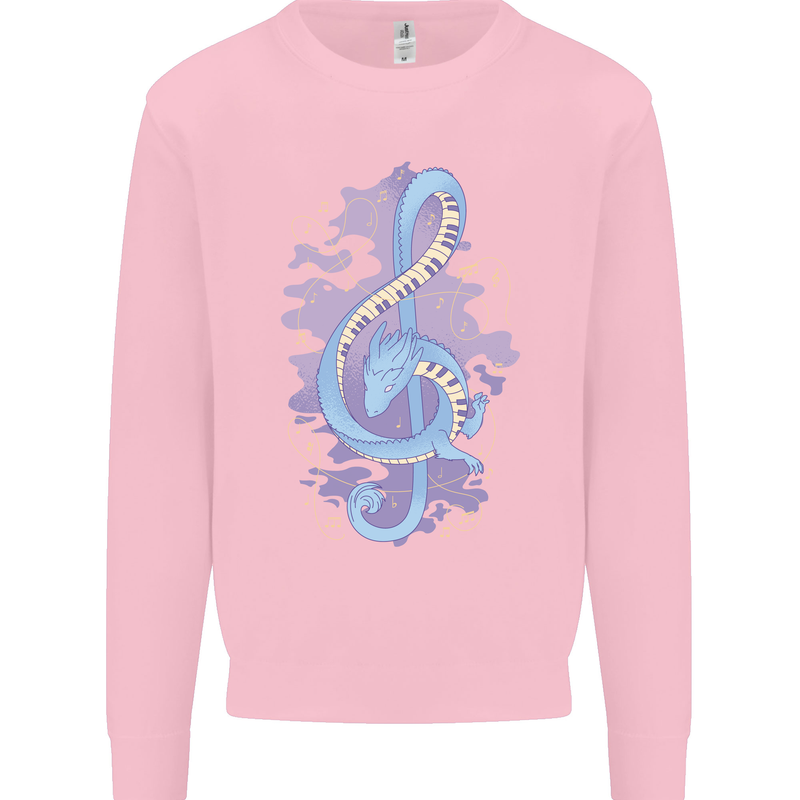 Musical Keyboard Dragon Kids Sweatshirt Jumper Light Pink