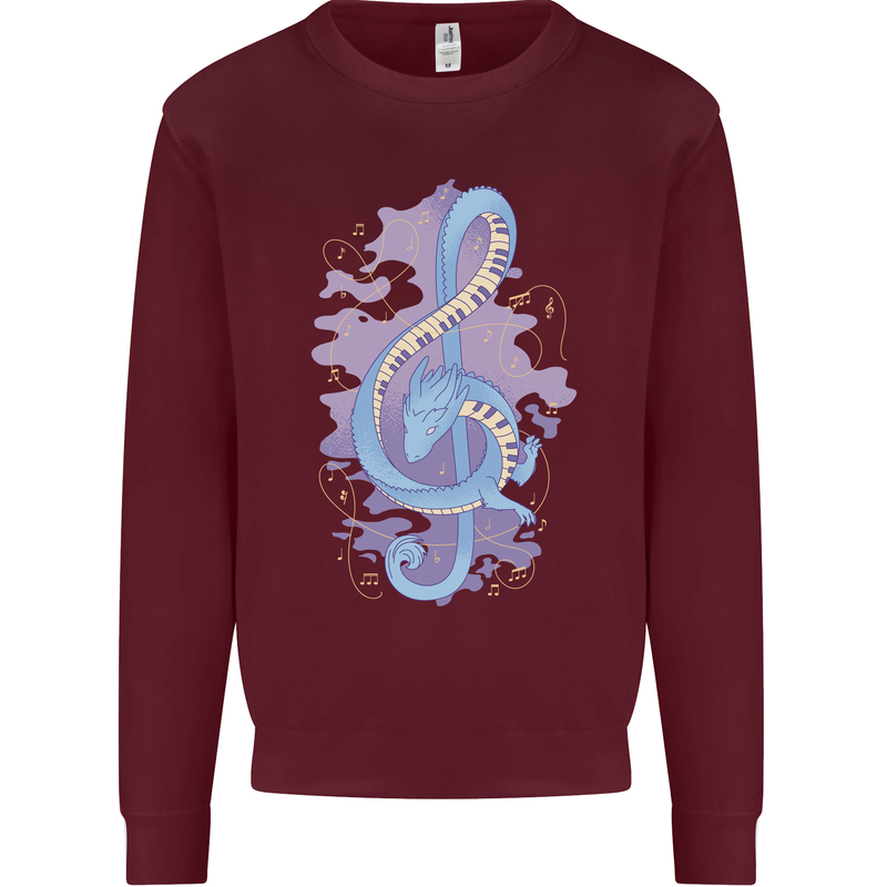 Musical Keyboard Dragon Kids Sweatshirt Jumper Maroon