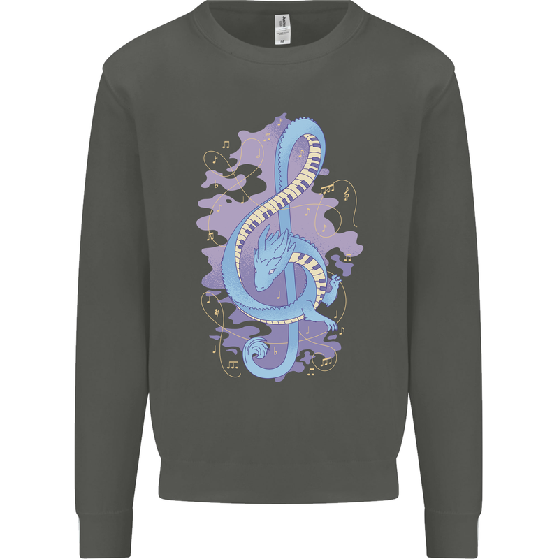 Musical Keyboard Dragon Kids Sweatshirt Jumper Storm Grey