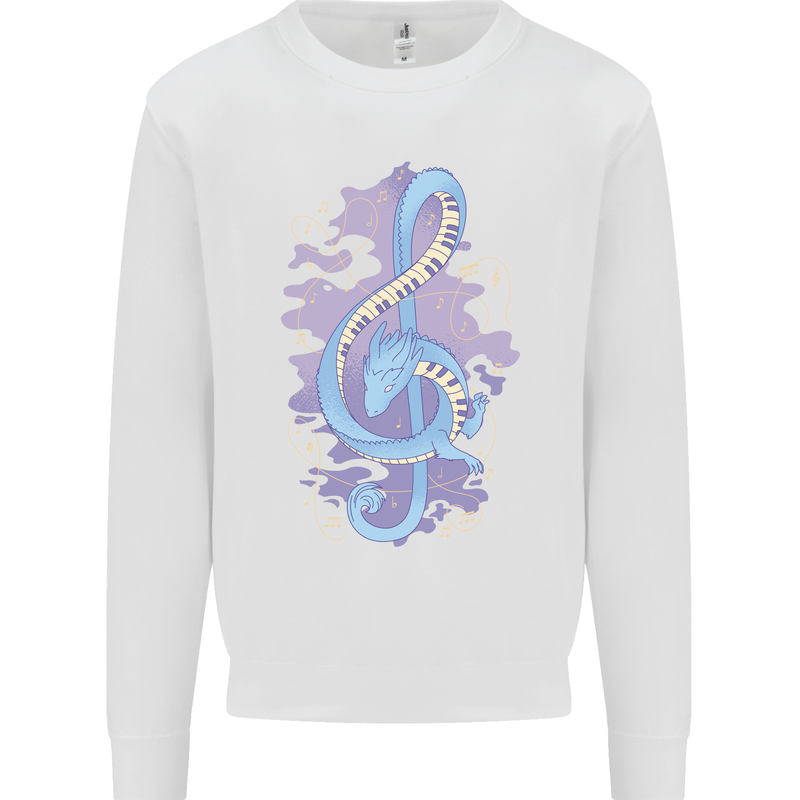 Musical Keyboard Dragon Kids Sweatshirt Jumper White