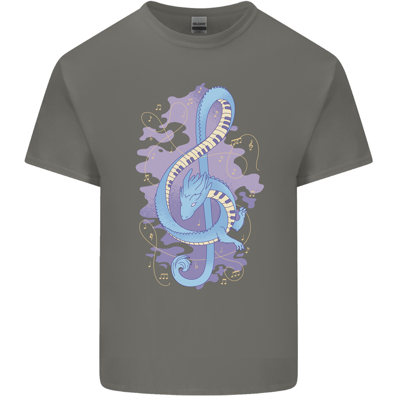 Musical Keyboard Dragon Kids T-Shirt Childrens Charcoal