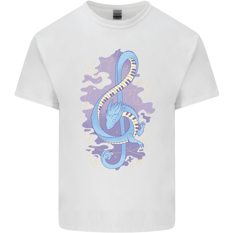 Musical Keyboard Dragon Kids T-Shirt Childrens White