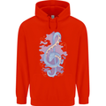 Musical Keyboard Dragon Mens 80% Cotton Hoodie Bright Red