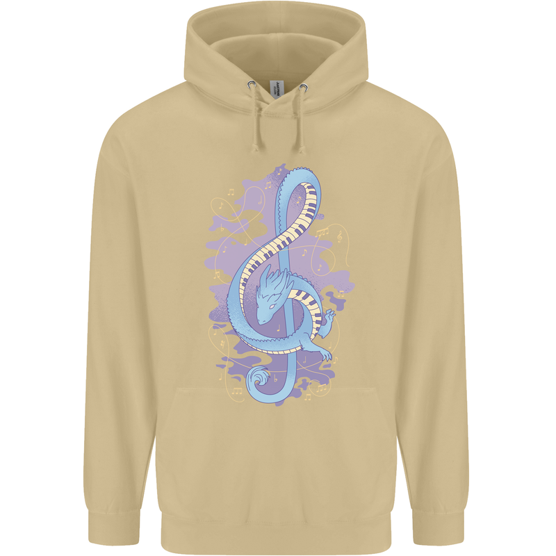 Musical Keyboard Dragon Mens 80% Cotton Hoodie Sand