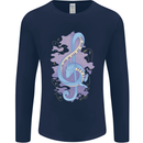 Musical Keyboard Dragon Mens Long Sleeve T-Shirt Navy Blue