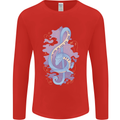 Musical Keyboard Dragon Mens Long Sleeve T-Shirt Red