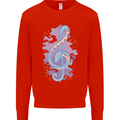 Musical Keyboard Dragon Mens Sweatshirt Jumper Bright Red
