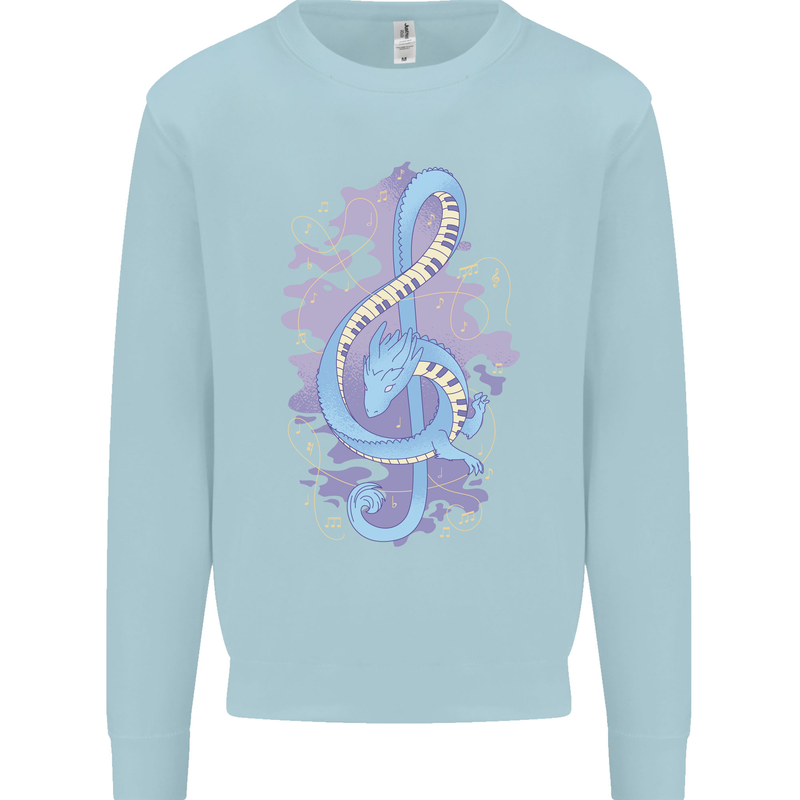 Musical Keyboard Dragon Mens Sweatshirt Jumper Light Blue