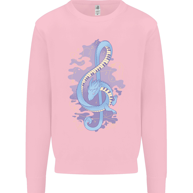 Musical Keyboard Dragon Mens Sweatshirt Jumper Light Pink