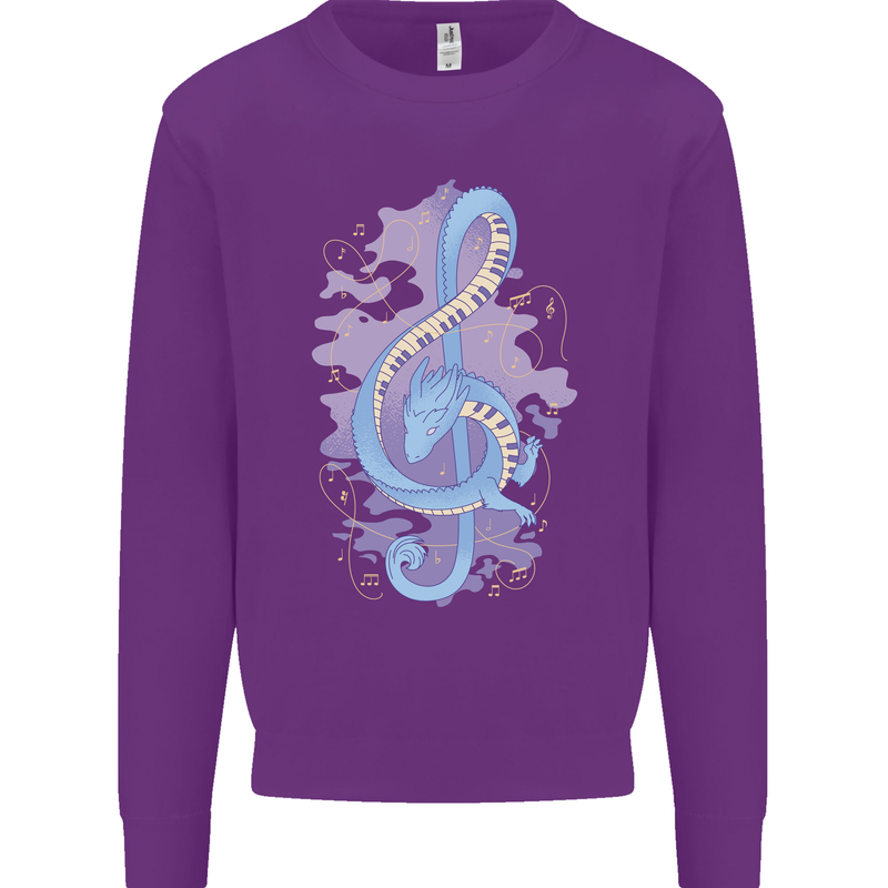 Musical Keyboard Dragon Mens Sweatshirt Jumper Purple