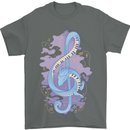Musical Keyboard Dragon Mens T-Shirt Cotton Gildan Charcoal