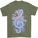 Musical Keyboard Dragon Mens T-Shirt Cotton Gildan Military Green