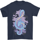Musical Keyboard Dragon Mens T-Shirt Cotton Gildan Navy Blue