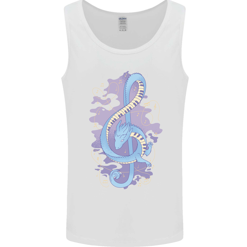 Musical Keyboard Dragon Mens Vest Tank Top White