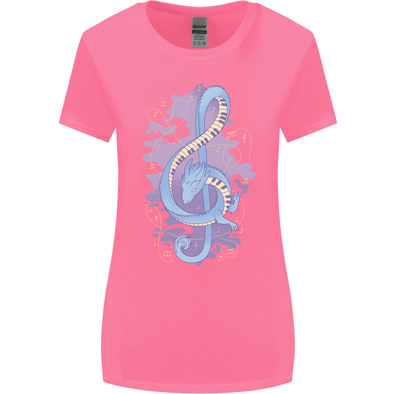 Musical Keyboard Dragon Womens Wider Cut T-Shirt Azalea
