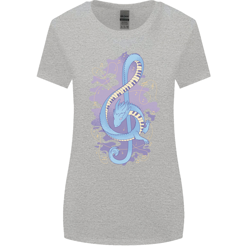 Musical Keyboard Dragon Womens Wider Cut T-Shirt Sports Grey