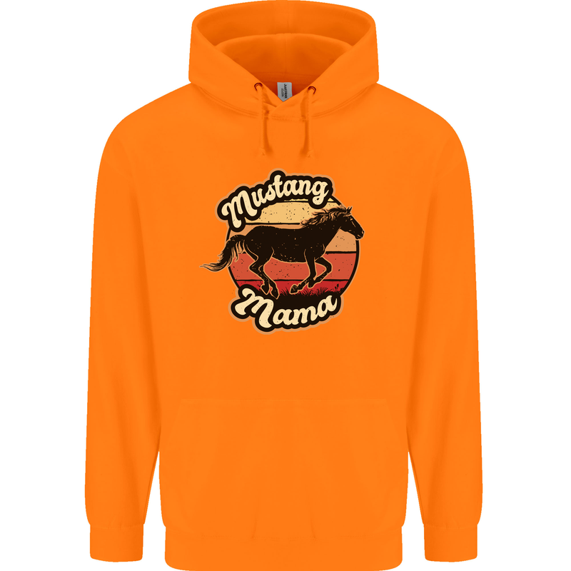 Mustang Mama Equestrian Horse Childrens Kids Hoodie Orange