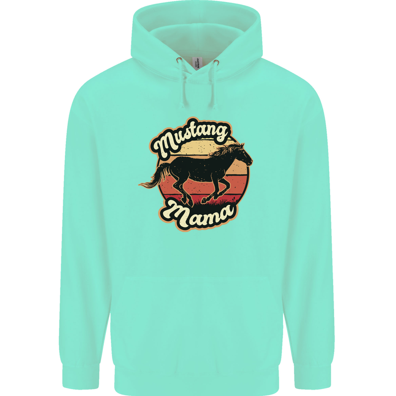 Mustang Mama Equestrian Horse Childrens Kids Hoodie Peppermint