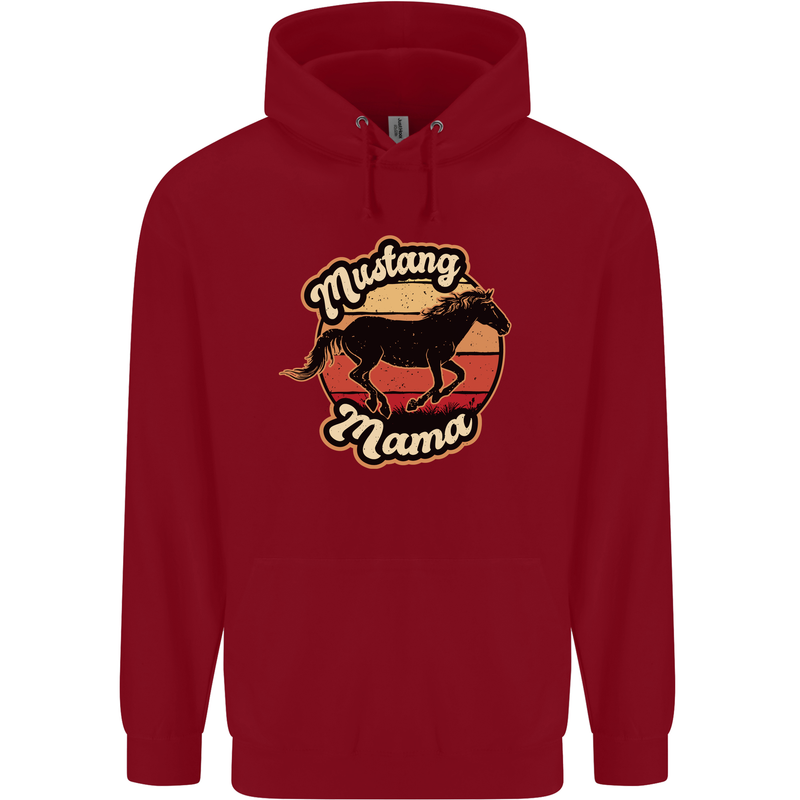 Mustang Mama Equestrian Horse Childrens Kids Hoodie Red