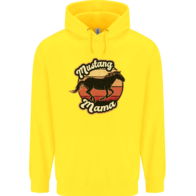 Mustang Mama Equestrian Horse Childrens Kids Hoodie Yellow