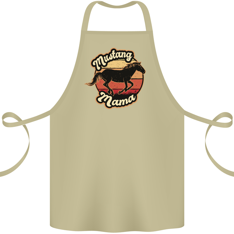 Mustang Mama Equestrian Horse Cotton Apron 100% Organic Khaki