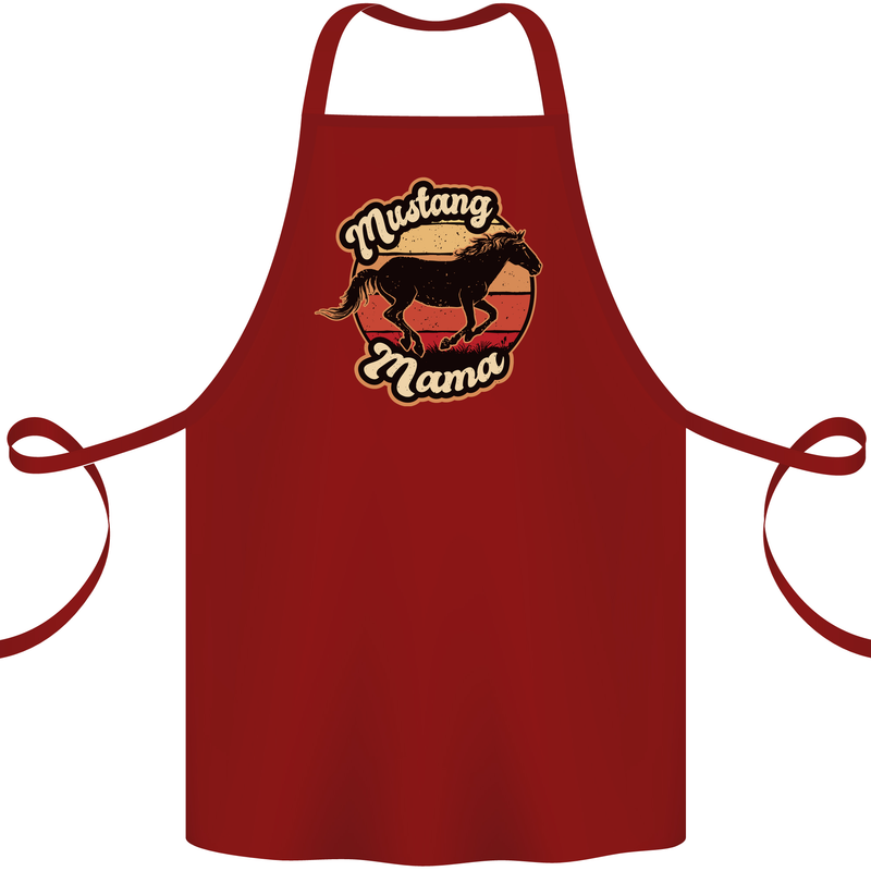 Mustang Mama Equestrian Horse Cotton Apron 100% Organic Maroon
