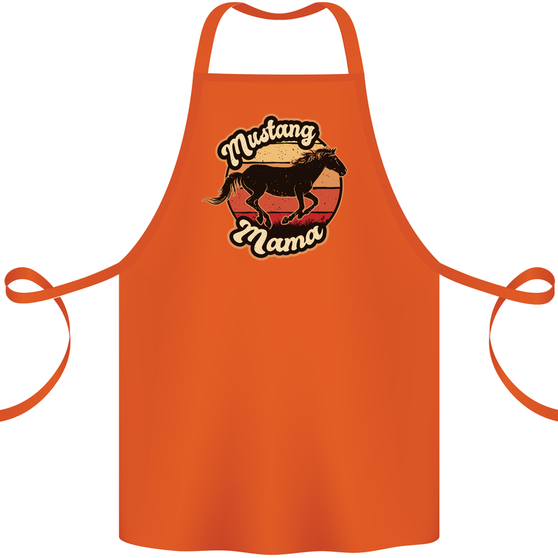 Mustang Mama Equestrian Horse Cotton Apron 100% Organic Orange