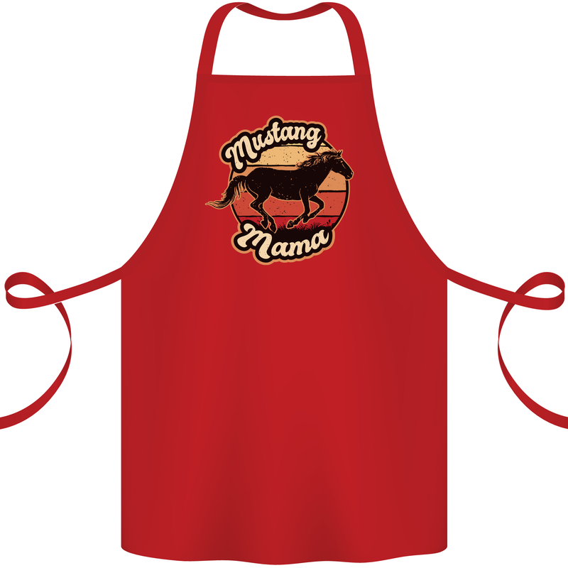 Mustang Mama Equestrian Horse Cotton Apron 100% Organic Red