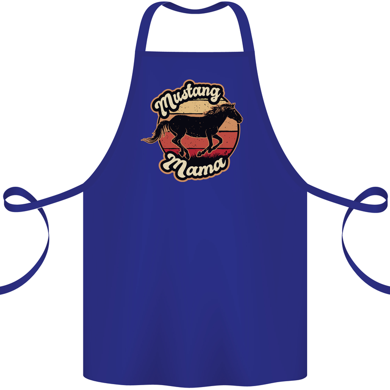 Mustang Mama Equestrian Horse Cotton Apron 100% Organic Royal Blue
