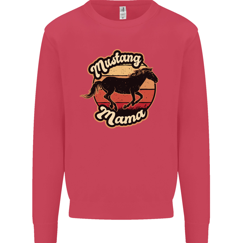 Mustang Mama Equestrian Horse Kids Sweatshirt Jumper Heliconia