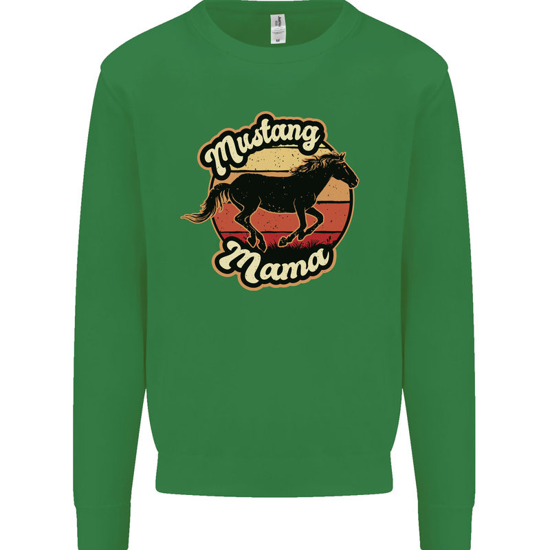 Mustang Mama Equestrian Horse Kids Sweatshirt Jumper Irish Green