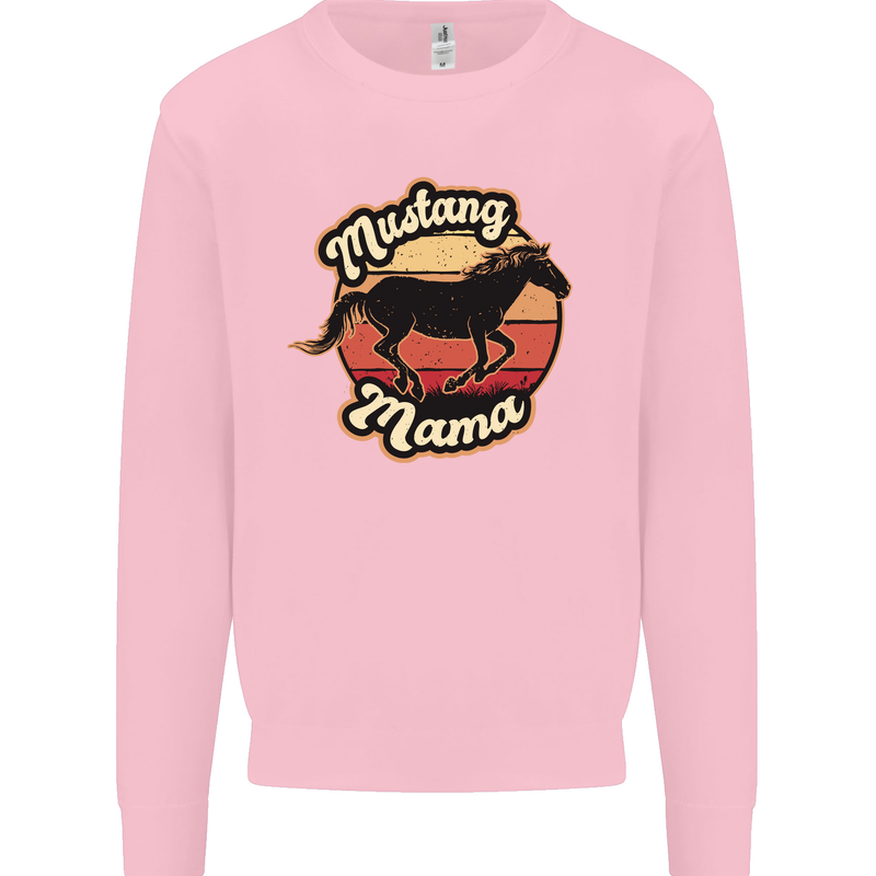 Mustang Mama Equestrian Horse Kids Sweatshirt Jumper Light Pink