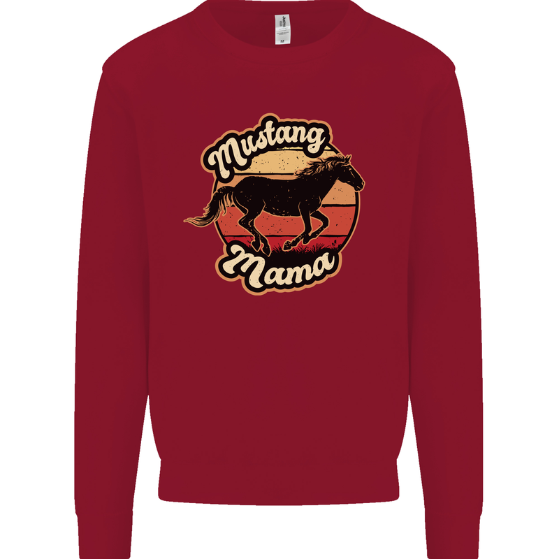 Mustang Mama Equestrian Horse Kids Sweatshirt Jumper Red