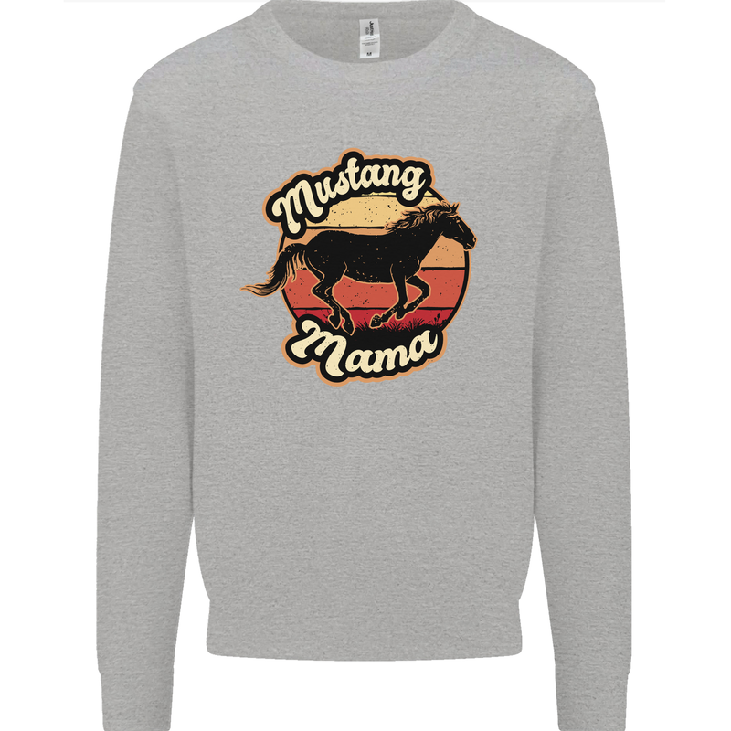 Mustang Mama Equestrian Horse Kids Sweatshirt Jumper Sports Grey
