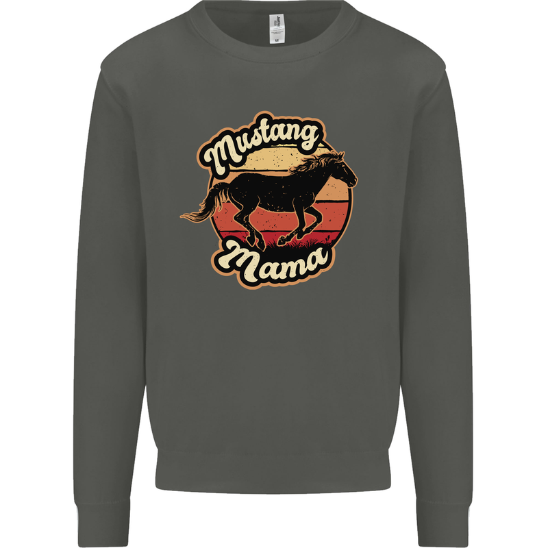 Mustang Mama Equestrian Horse Kids Sweatshirt Jumper Storm Grey