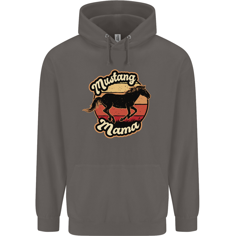 Mustang Mama Equestrian Horse Mens 80% Cotton Hoodie Charcoal