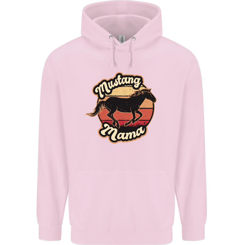 Mustang Mama Equestrian Horse Mens 80% Cotton Hoodie Light Pink