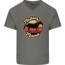 Mustang Mama Equestrian Horse Mens V-Neck Cotton T-Shirt Charcoal