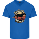 Mustang Mama Equestrian Horse Mens V-Neck Cotton T-Shirt Royal Blue