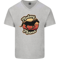 Mustang Mama Equestrian Horse Mens V-Neck Cotton T-Shirt Sports Grey